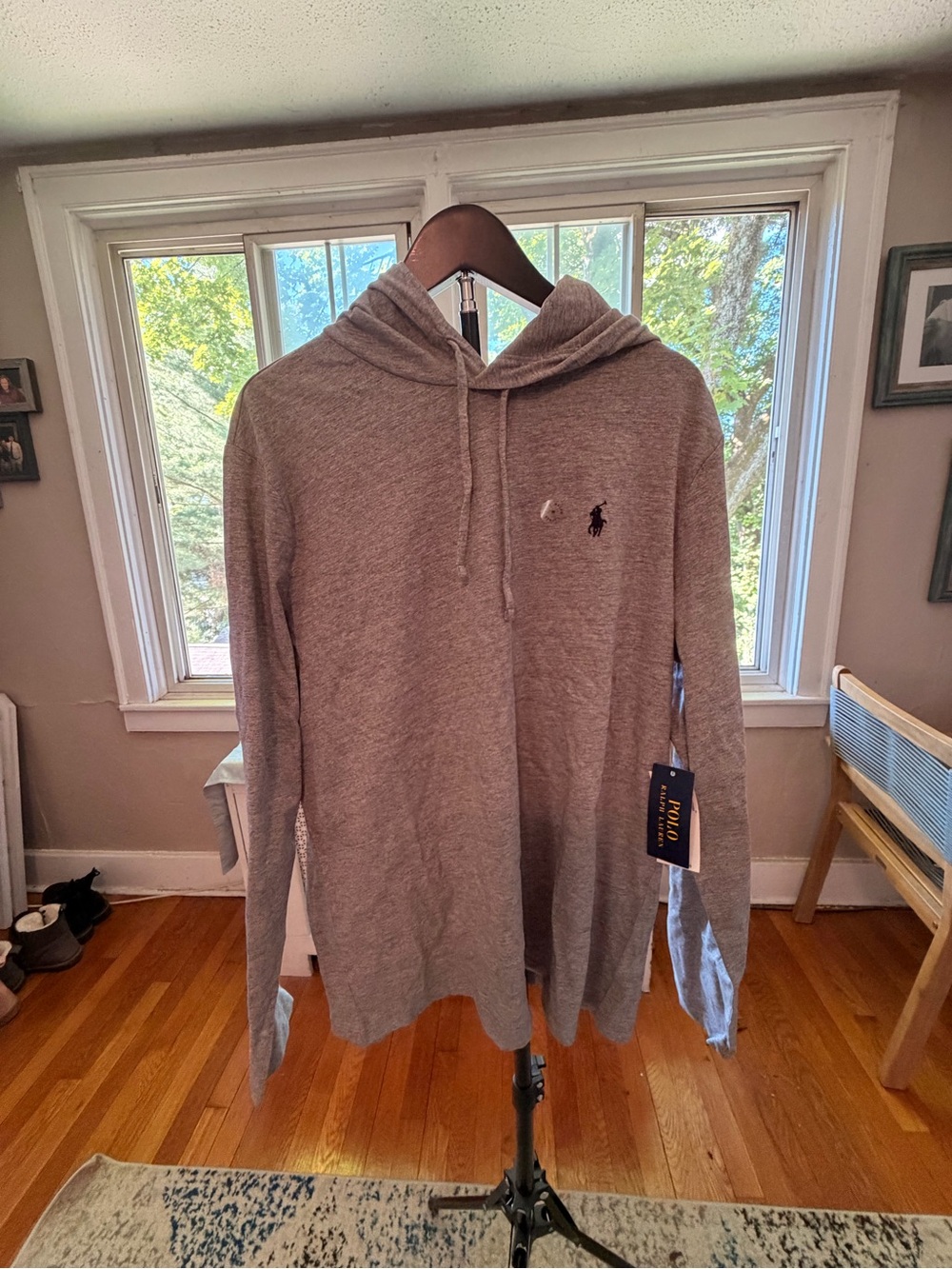 Ralph Lauren Men’s Light Gray Pullover Hoodie with Polo Pony